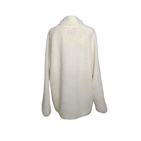 American Eagle Women's Sherpa Pullover Jacket Size XXL Ivory / Neon Piping EUC - Picture 5 of 7